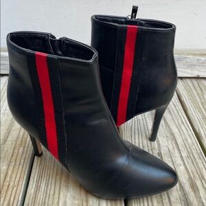 Black Ankle Boots with Red Stripe  Size 10